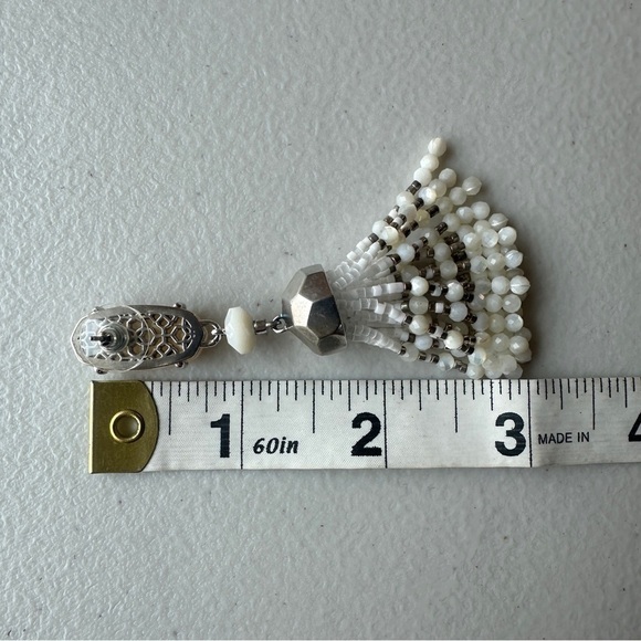 Kendra Scott Dove Tassel Statement Earrings in White Silver Dove - Picture 5 of 6